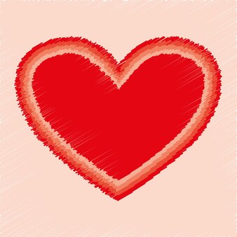 Stylo feutre peint à la main rouge amour coeur symbole de la saint-valentin forme ombrée d'avc