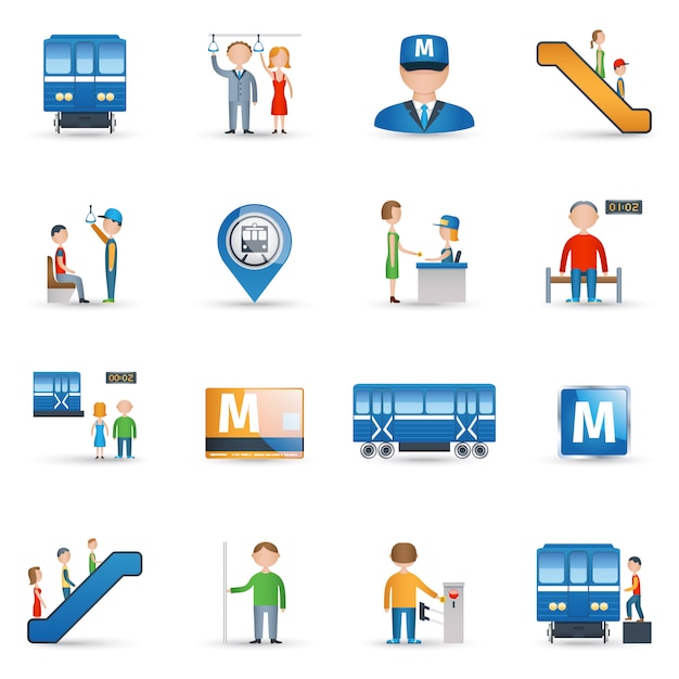 Vecteur gratuit subway icons set