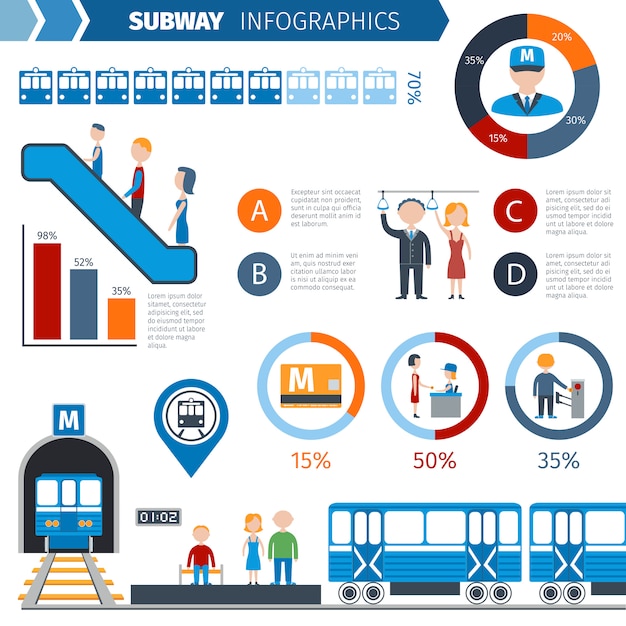 Vecteur gratuit subway infographics set