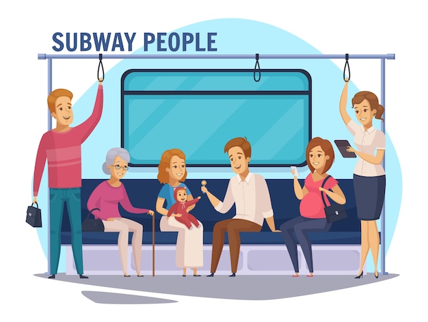 Vecteur gratuit subway underground people cartoon composition