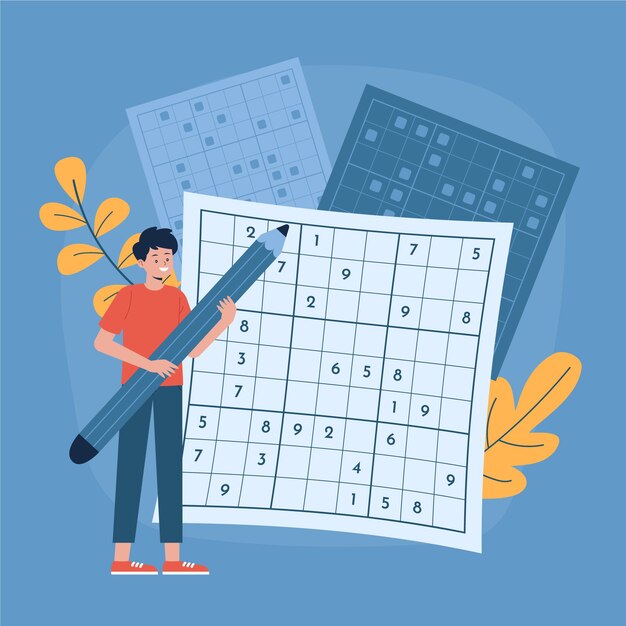 Sudoku design plat dessiné à la main