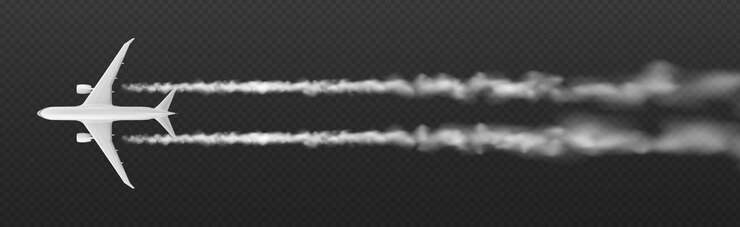 Vecteur gratuit suite de condensation de plan blanc avec vecteur de nuage de fumée isolé sur un fond transparent effet de vapeur de la ligne de vitesse de vol de l'avion performance de la trajectoire de la queue de l'aviation 3d vue supérieure du courant droit
