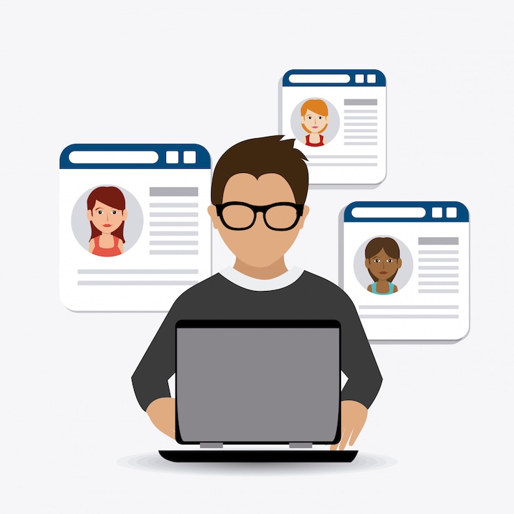 Vecteur gratuit suivez-moi la conception de thèmes sociaux et commerciaux