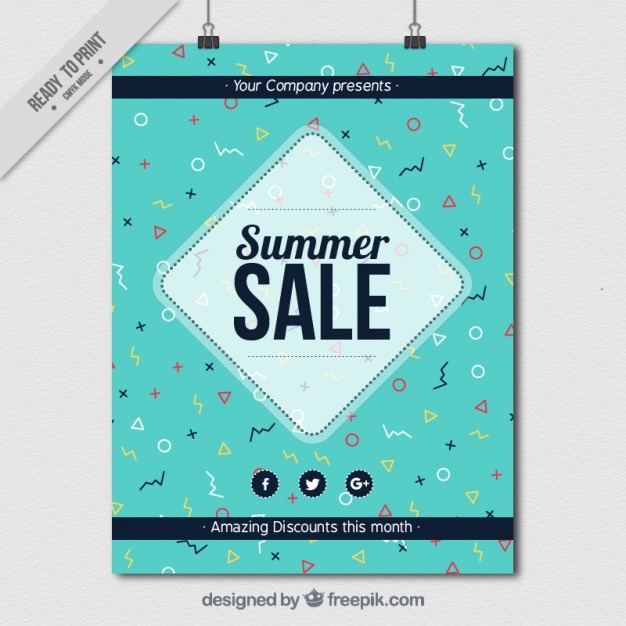 Vecteur gratuit summer poster vente dans le style memphis