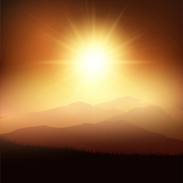 Vecteur gratuit sunset mountains landscape