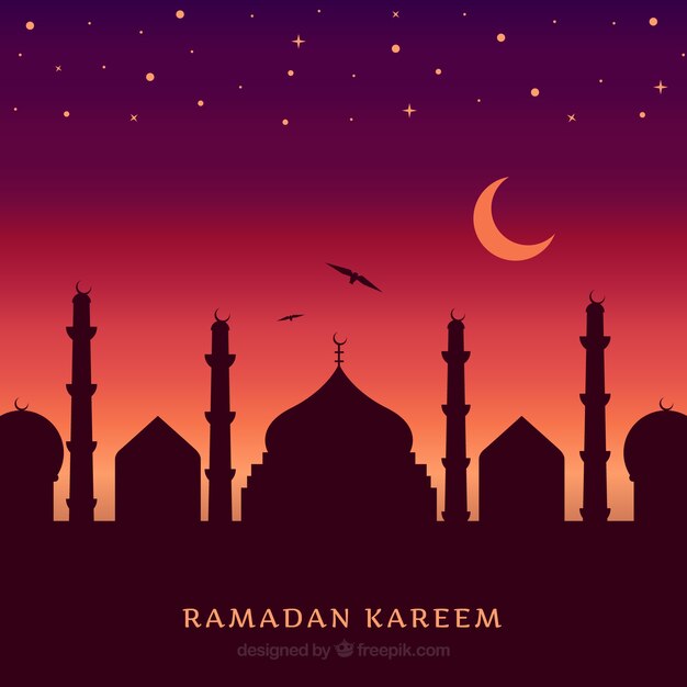 Vecteur gratuit sunset ramadan background