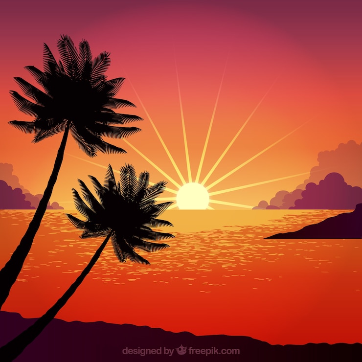 Vecteur gratuit sunset with palm tree design