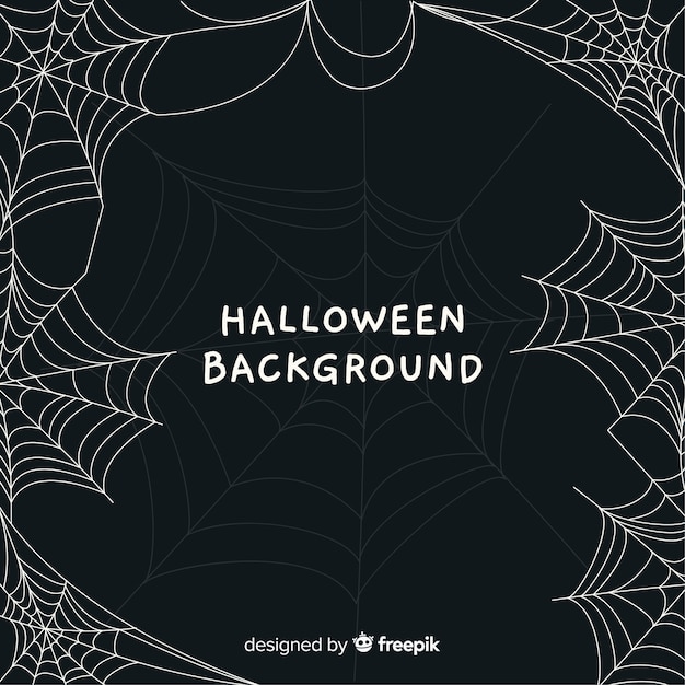 Vecteur gratuit super fond d'halloween avec une toile d'araignée