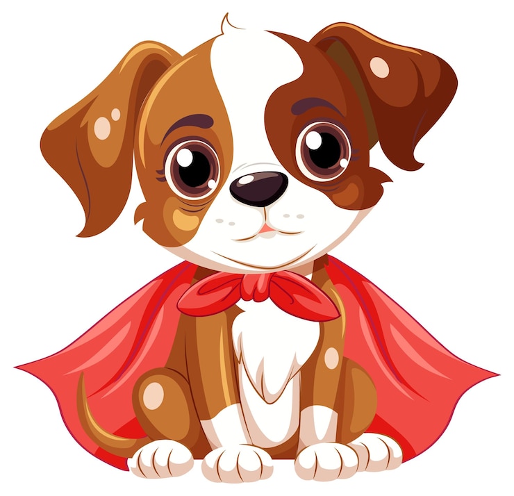 Vecteur gratuit super-héros chien mignon assis