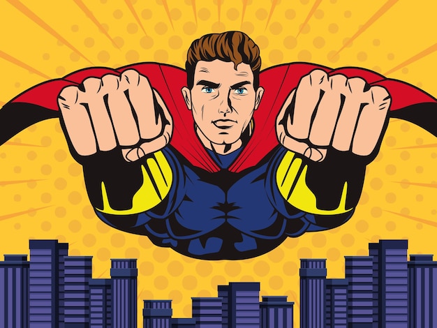 Super-héros Volant Personnage Pop Art