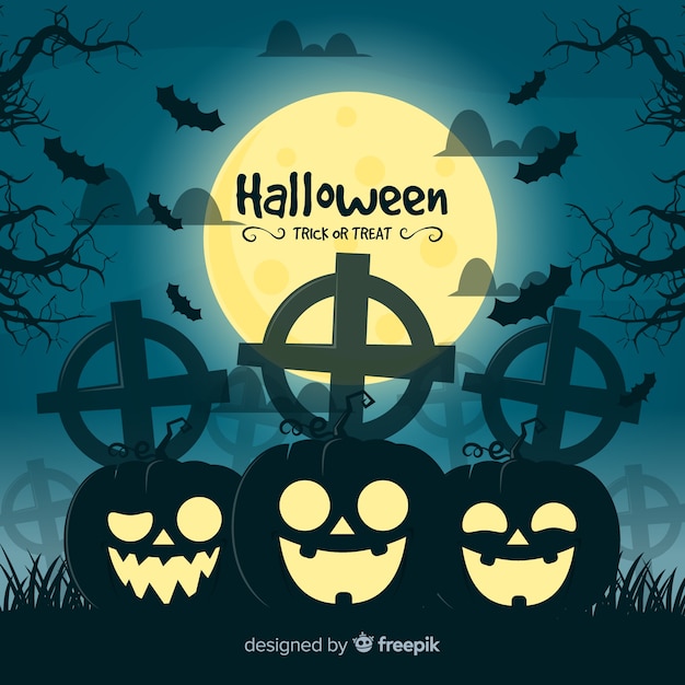 Vecteur gratuit superbe fond d'halloween avec un design plat