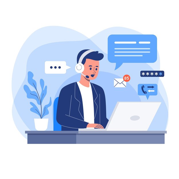 Support client pour l'illustration de la conception plate