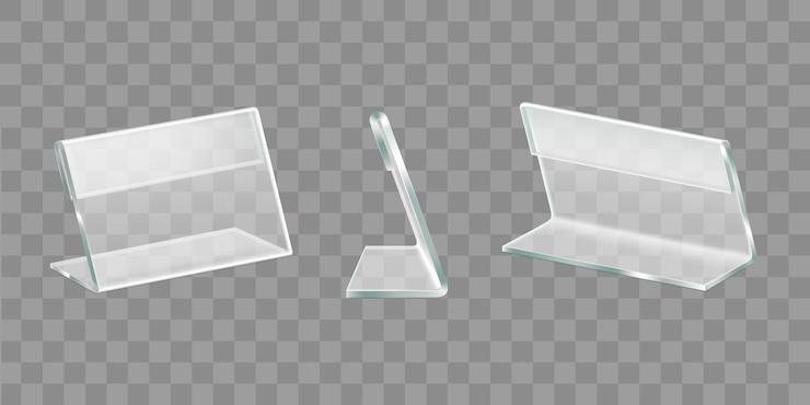Vecteur gratuit supports acryliques de table affichage set vector réaliste