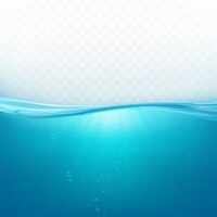 Vecteur gratuit surface de la vague de l'eau, ligne de l'océan liquide ou niveau sous-marin de la mer avec fond de bulles d'air, aqua bleu en mouvement