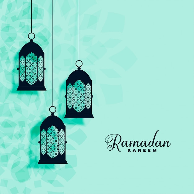 Vecteur gratuit suspension de lampes islamiques décoration ramadan kareem fond