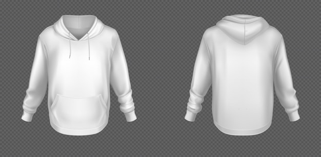 Sweat à capuche, molleton blanc mock up ensemble avant et arrière