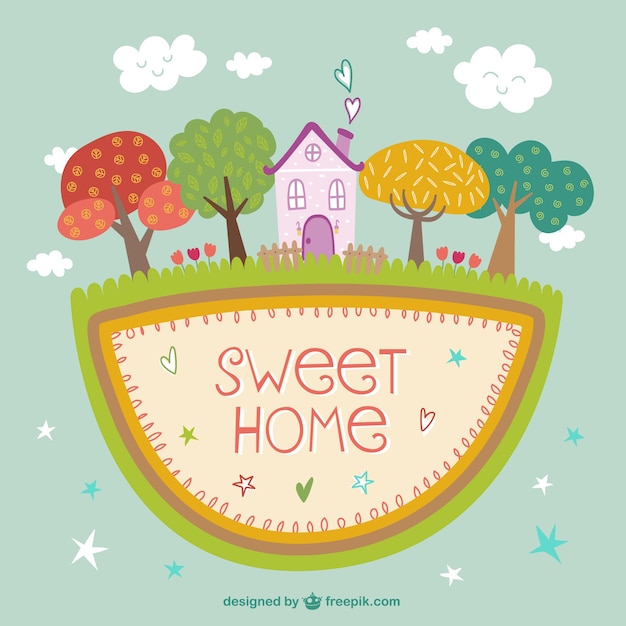 Vecteur gratuit sweet home avec des arbres