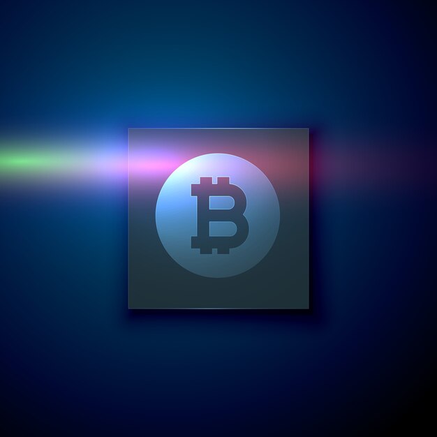 Symbole de bitcoin numérique sur fond de technologie bleu foncé