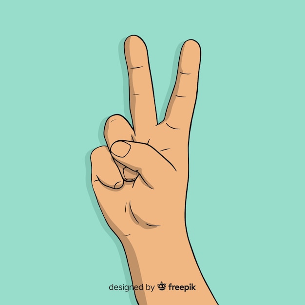 Vecteur gratuit symbole de doigts de paix dessinés à la main belle