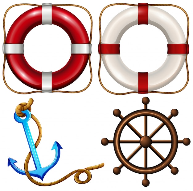 Vecteur gratuit symbole marine avec des anneaux de sécurité et de l'ancre