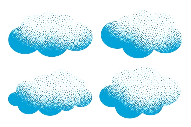 Vecteur gratuit symbole de nuages mignons de style particule dans la collection