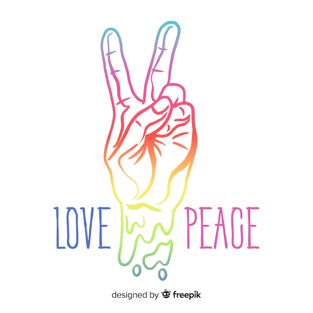 Symbole de la paix moderne avec une main montrant deux doigts