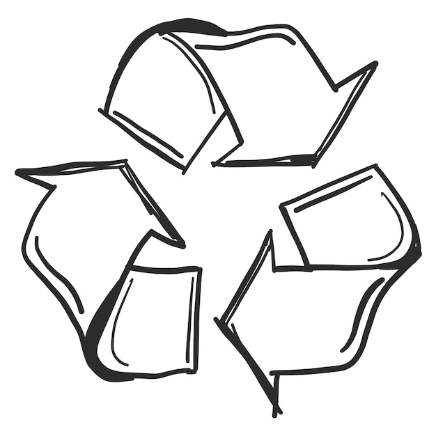 Vecteur gratuit symbole de recyclage doodle