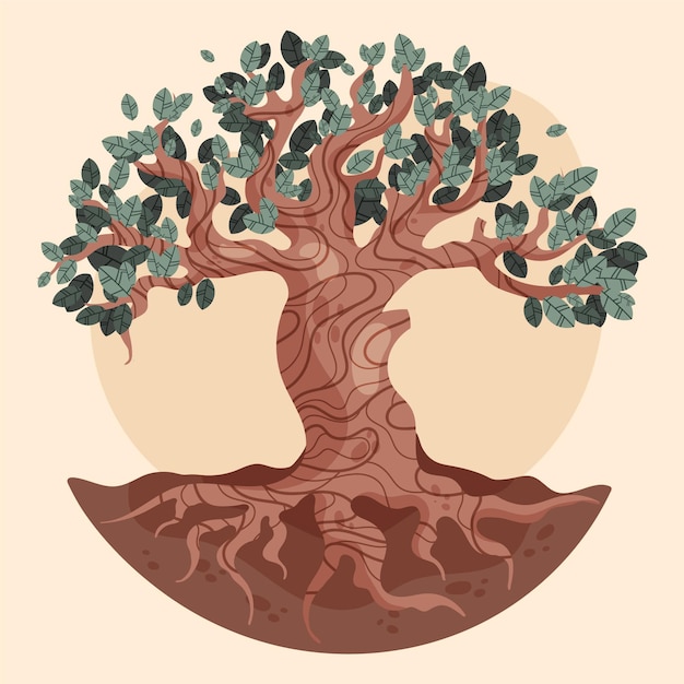 Vecteur gratuit symbole de vie arbre dessiné à la main