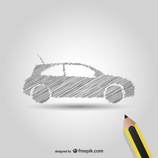 Symbole de voiture de dessin au crayon