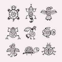 Vecteur gratuit symboles aztèques design plat
