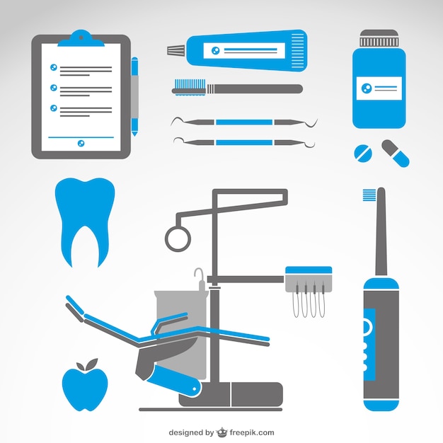 Vecteur gratuit symboles de dentiste ensemble médical