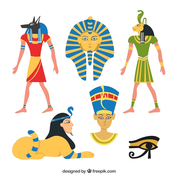 Vecteur gratuit symboles de l'egypte et dieux dessinés à la main