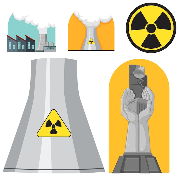 Vecteur gratuit symboles nucléaires sur fond blanc