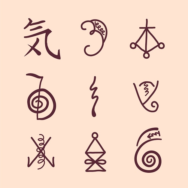 Symboles de reiki design plat