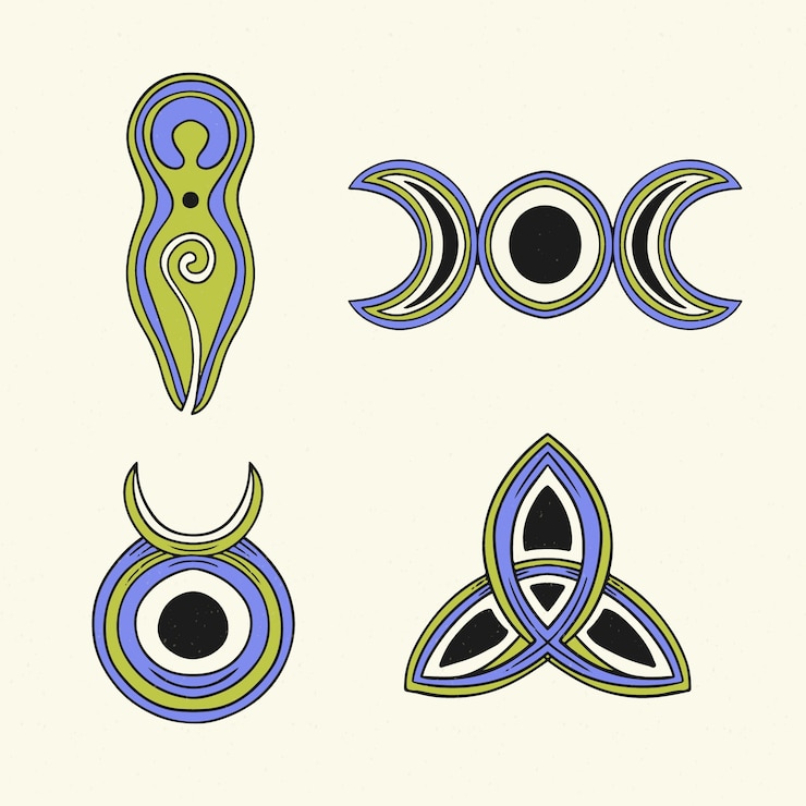 Vecteur gratuit symboles wiccans dessinés à la main