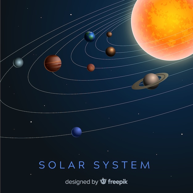 Vecteur gratuit système de système solaire élégant avec un design réaliste