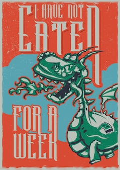 T-shirt ou affiche avec illustration de dragon