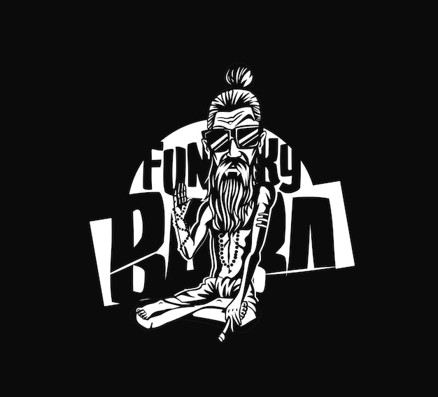 T-shirt Design Funky baba - Yogi tenant un joint ou une cigarette, illustration vectorielle