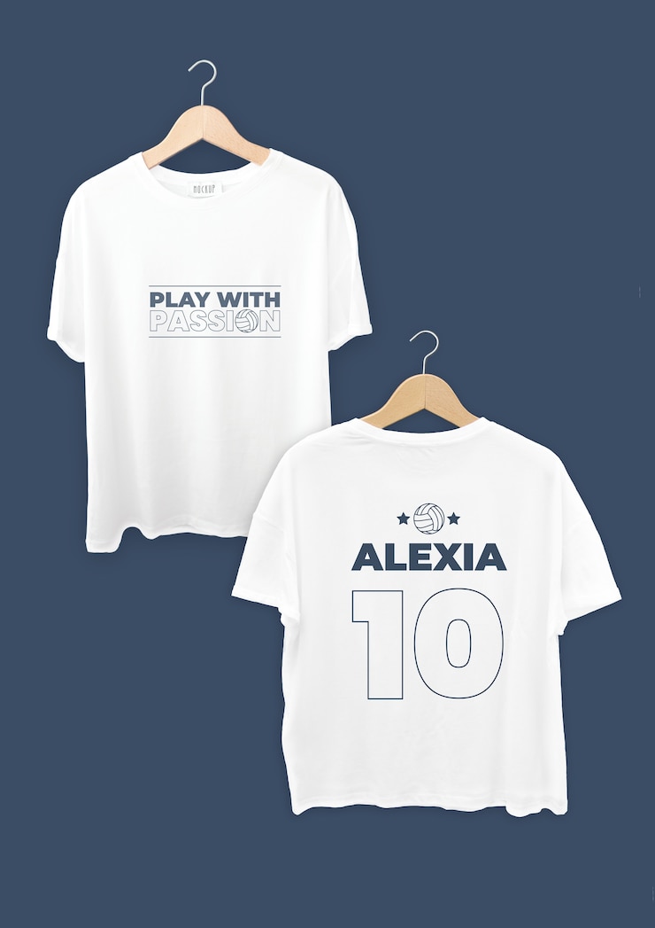 Vecteur gratuit t-shirt monochrome jeu simple avec passion volley-ball