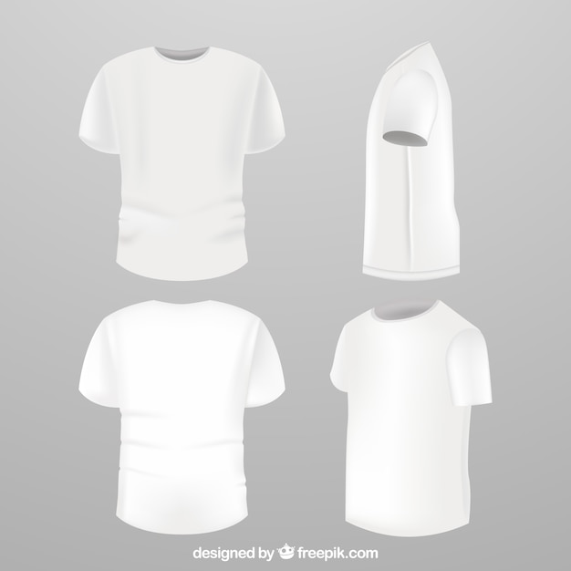 Vecteur gratuit t-shirt pour hommes dans différentes vues avec un style réaliste