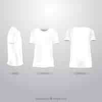 Vecteur gratuit t-shirt pour hommes dans différentes vues avec un style réaliste