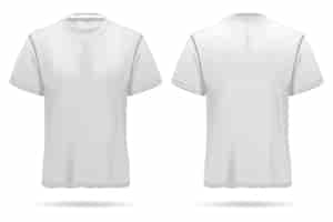 Vecteur gratuit t-shirt réaliste blanc isolé avant et arrière