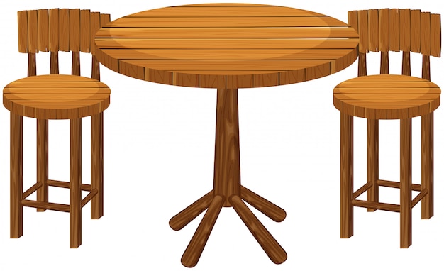 Vecteur gratuit table et chaises rondes en bois