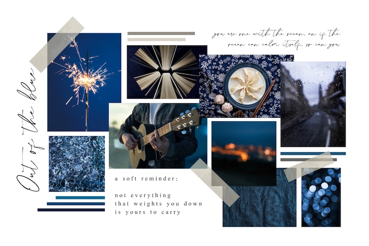 Vecteur gratuit tableau d'ambiance créatif bleu nuit