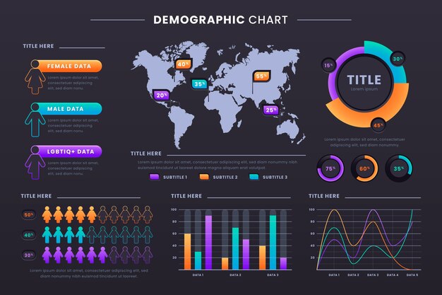 Vecteur gratuit tableau démographique dégradé