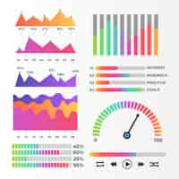 Vecteur gratuit tableau des éléments de modèle de tableau de bord