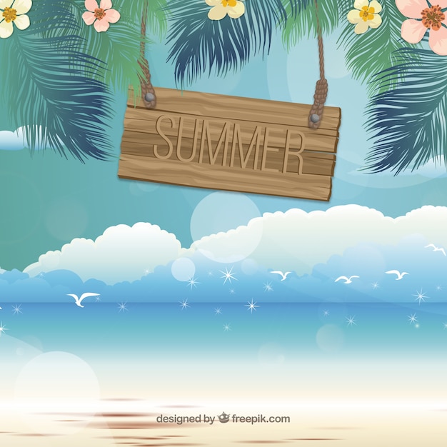 Vecteur gratuit tableau d'été sur la plage