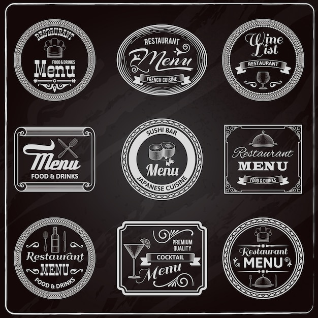 Tableau Des étiquettes De Menu Rétro