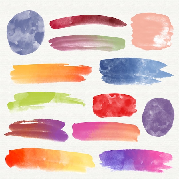 Taches d'aquarelle peintes à la main et coups de pinceau