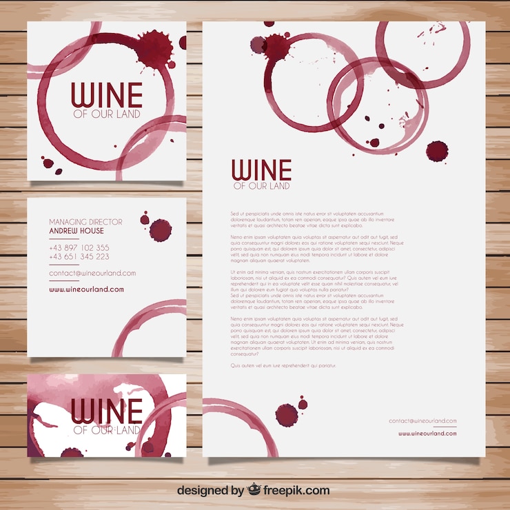 Vecteur gratuit les taches de vin papeterie